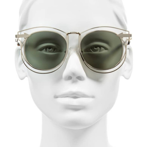 KAREN WALKER Simone Retro Sunglasses Gold NWOT - Picture 1 of 9